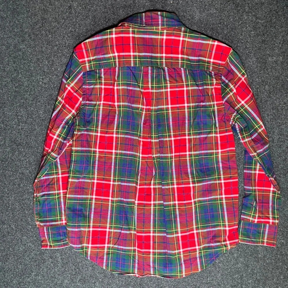Ralph Lauren Button Down Shirt Kids Size 6 Red Plaid Excellent Natural Stretch